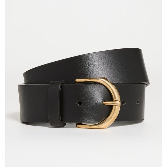 Janessa Leone Cato Belt in Black Small/Medium New Womens Leather Gold Buckle - Picture 1 of 12